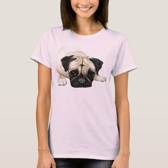 "Pug" Hund Art Shirt Tee (Framsida)