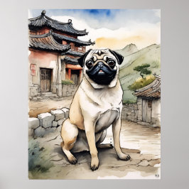 Pug - Hund Art-utskrift Poster