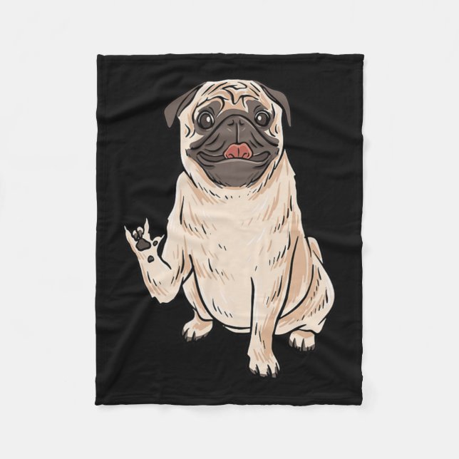Pug Hund Asl Hand Gesture Döv Hearing Loss Awarene Fleecefilt (Framsidan)