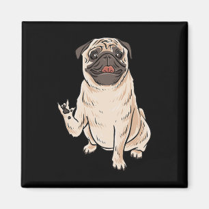 Pug Hund Asl Hand Gesture Döv Hearing Loss Awarene Magnet