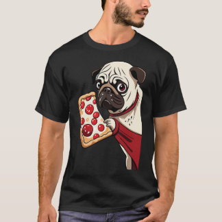 pug hund äter pizza t shirt