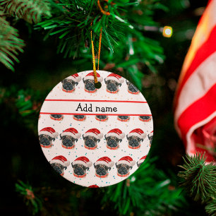 Pug Hund aveln julstjärnor Julgransprydnad Keramik