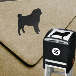 Pug Hund aveln Silhouette Självfärgande Stämpel
