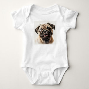 Pug Hund Baby Jersey Bodydräkt T Shirt