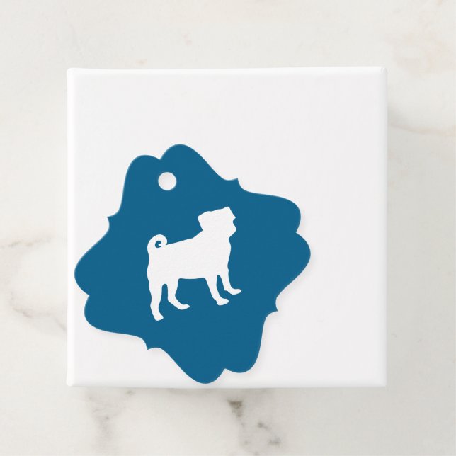 Pug Hund Baby Shower Blue Puppy Boy Gåvor Etiketter (På plats)