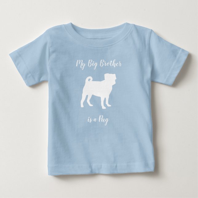 Pug Hund Baby Shower Blue Puppy Boy T Shirt (Framsida)