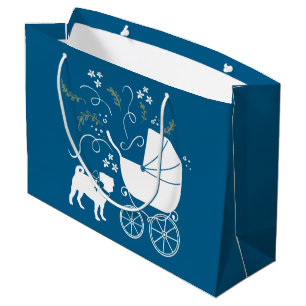 Pug Hund Baby Shower Boy Blue med Bow