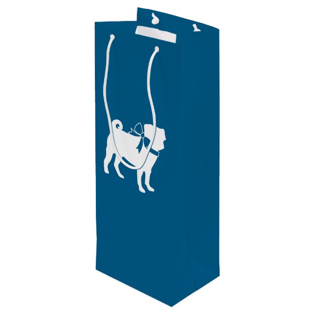 Pug Hund Baby Shower Boy Blue med Bow (Baksidan Vinklad)