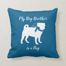 Pug Hund Baby Shower Boy Blue med Bow Kudde