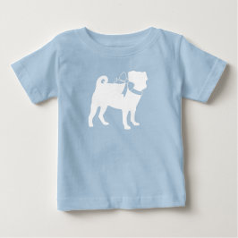 Pug Hund Baby Shower Boy Blue med Bow T Shirt