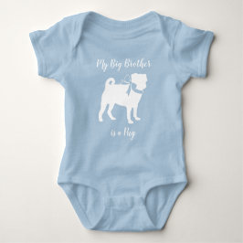 Pug Hund Baby Shower Boy Blue med Bow T Shirt