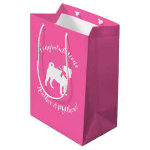 Pug Hund Baby Shower Girl Rosa med bin