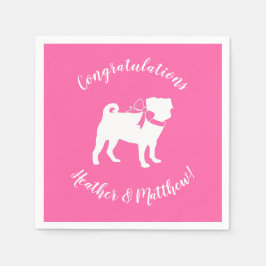 Pug Hund Baby Shower Girl Rosa with Bow Pappersservett