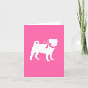 Pug Hund Baby Shower Girl Rosa with Bow Tack Kort