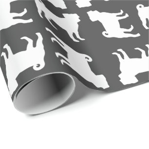Pug Hund Baby Shower Grått Puppy Kön Neutral Presentpapper