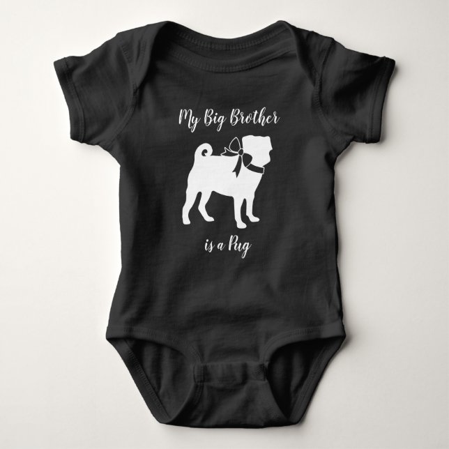 Pug Hund Baby Shower Grått Puppy Kön Neutral T Shirt (Framsida)