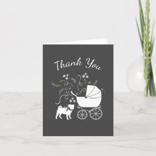 Pug Hund Baby Shower Grått Puppy Kön Neutral Tack Kort