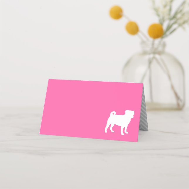 Pug Hund Baby Shower Rosa Puppy Girl Placeringskort (Framsida)