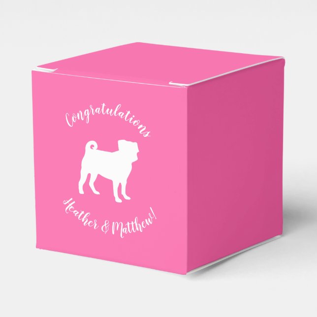 Pug Hund Baby Shower Rosa Puppy Girl Presentaskar (Framsidan Sidan)