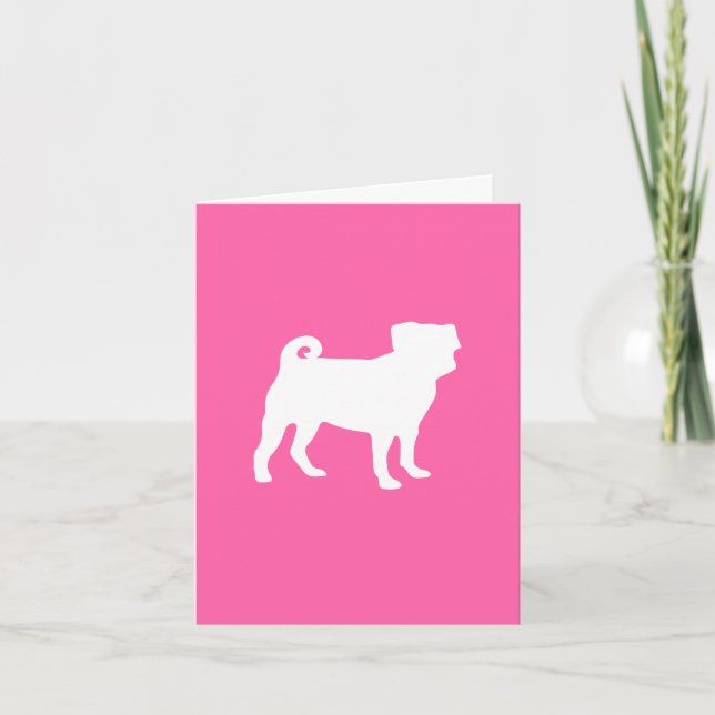 Pug Hund Baby Shower Rosa Puppy Girl Tack Kort (Framsida)