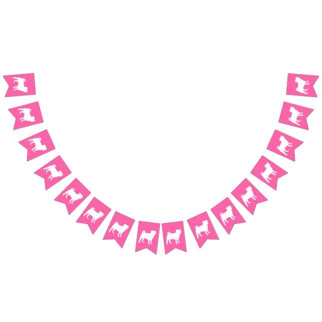 Pug Hund Baby Shower Rosa Puppy Girl Vimplar (Alla)