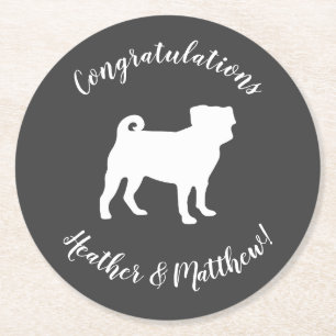 Pug Hund Baby Shower Theme Puppy Gender Neutral Underlägg Papper Rund