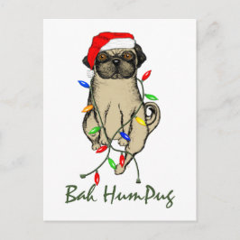 Pug Hund Bah Humpug Funny jul Helg Vykort