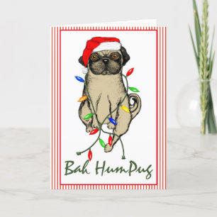 Pug Hund Bah Humpug Funny jul Helgkort