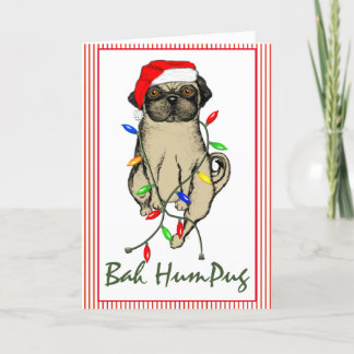 Pug Hund Bah Humpug Funny jul Helgkort