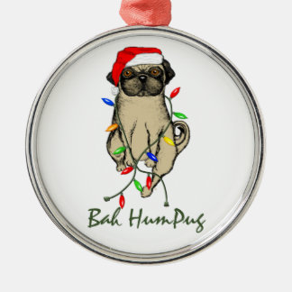Pug Hund Bah Humpug Funny jul Julgransprydnad Metall