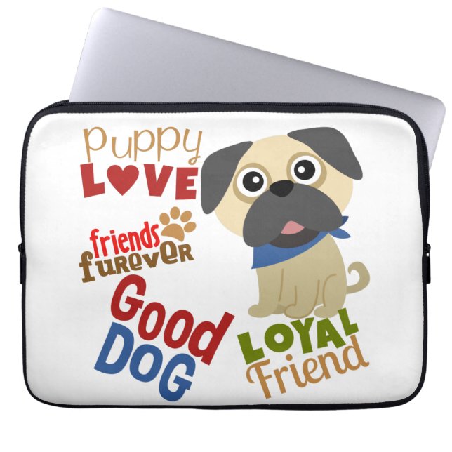 Pug Hund Best Friend Laptop Sleeve (Framsidan)