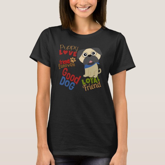 Pug Hund Best Friend T-shirt (Framsida)