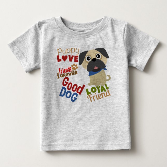 Pug Hund Best Friend Tee Shirt (Framsida)