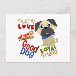 Pug Hund Best Friend Vykort