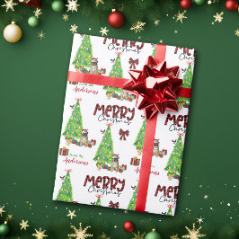 Pug Hund, Bird och Julgran Presentpapper