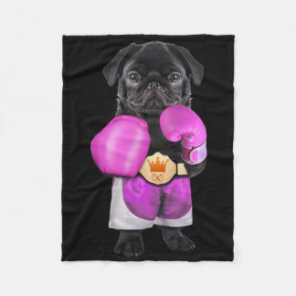 Pug Hund Boxing Funny Fitness Gym Workout Fleecefilt