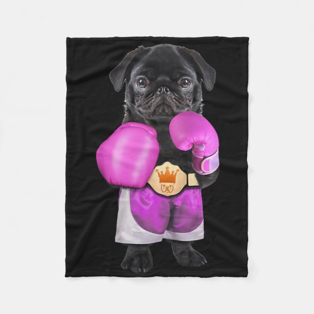 Pug Hund Boxing Funny Fitness Gym Workout Fleecefilt (Framsidan)