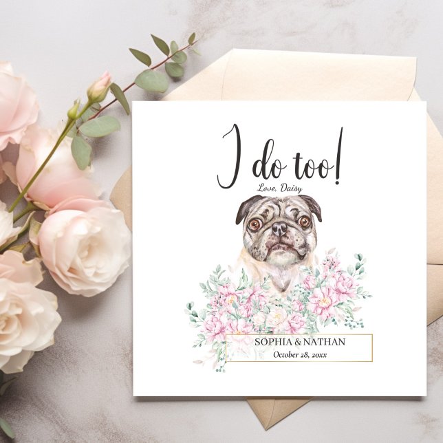Pug Hund Bröllop Cocktail Napkins Pappersservett (Skapare uppladdad)