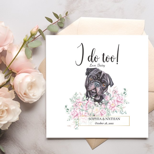 Pug Hund Bröllop Cocktail Napkins Pappersservett (Skapare uppladdad)