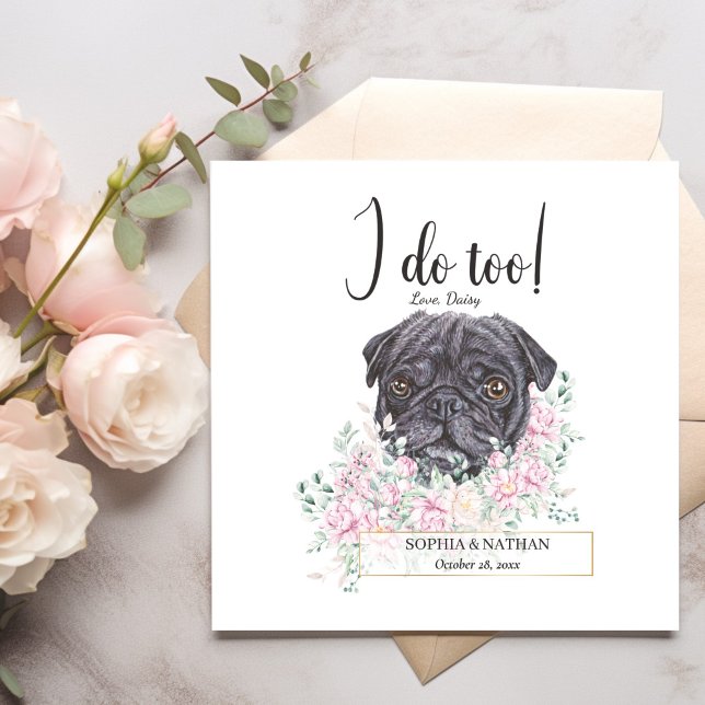 Pug Hund Bröllop Cocktail Napkins Pappersservett (Skapare uppladdad)