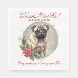 Pug Hund Bröllop Napkins with Hundar Photo Pappersservett