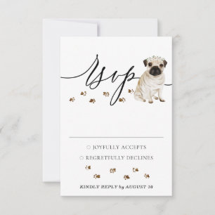 Pug Hund Bröllop Response OSA Kort