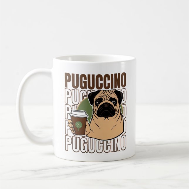 Pug hund cappuccino kaffemugg (Vänster)