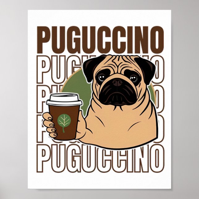 Pug hund cappuccino poster (Framsidan)