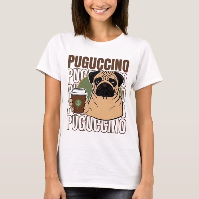 Pug hund cappuccino t shirt (Framsida)