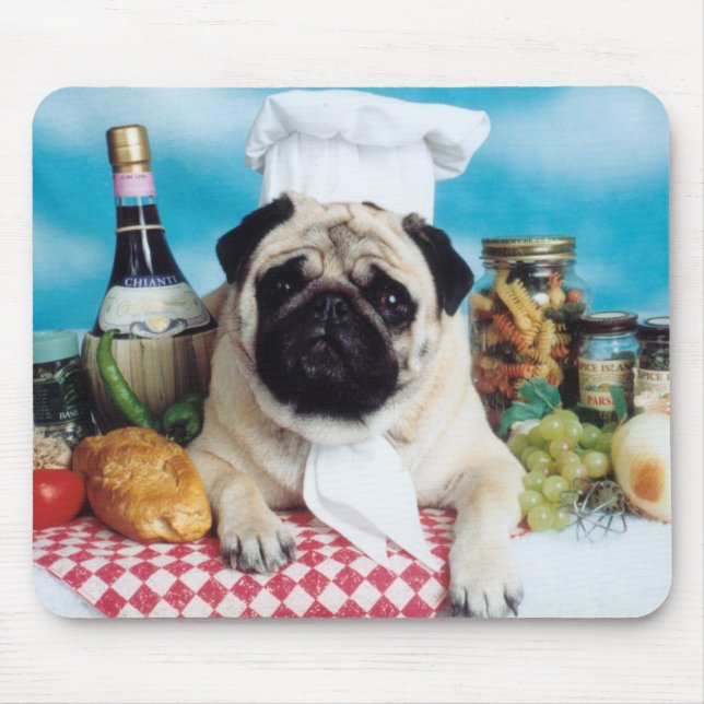 Pug Hund Chef Mousepad Musmatta (Framsidan)