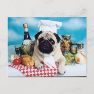 Pug Hund Chef Vykort