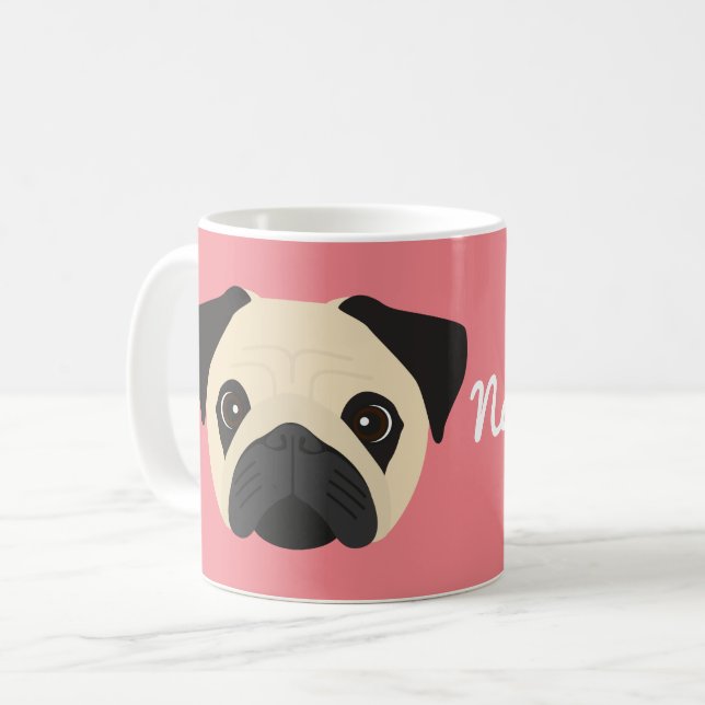 Pug Hund Coffee Mugg (Framsida vänster)