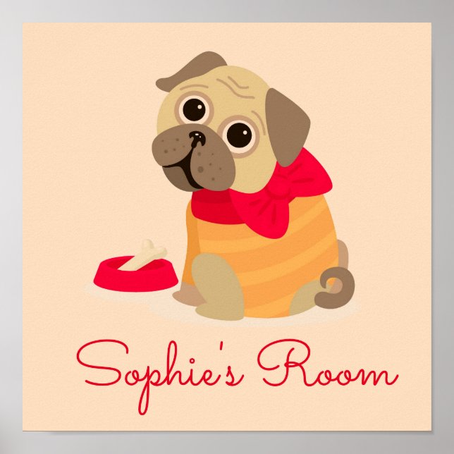 Pug hund Cute pug Flickans rumsdekoration Poster (Framsidan)