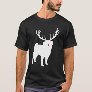 Pug Hund Cute Puppy Pet julrenare Antlers T Shirt
